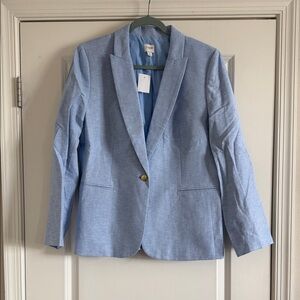 J. Crew Blue Linen Blazer with Gold Buttons